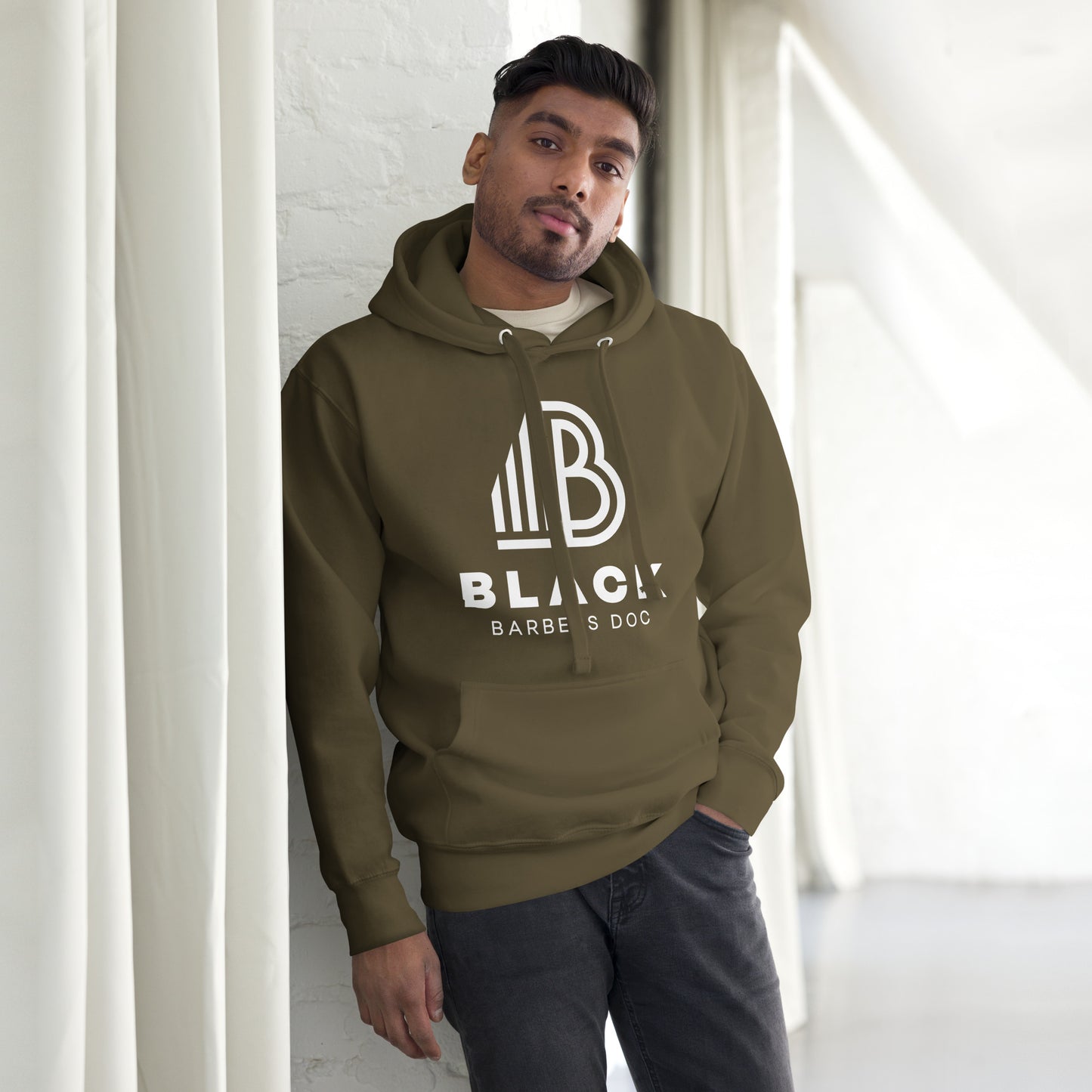 Unisex Barbers Doc Hoodie - Black | Military Green