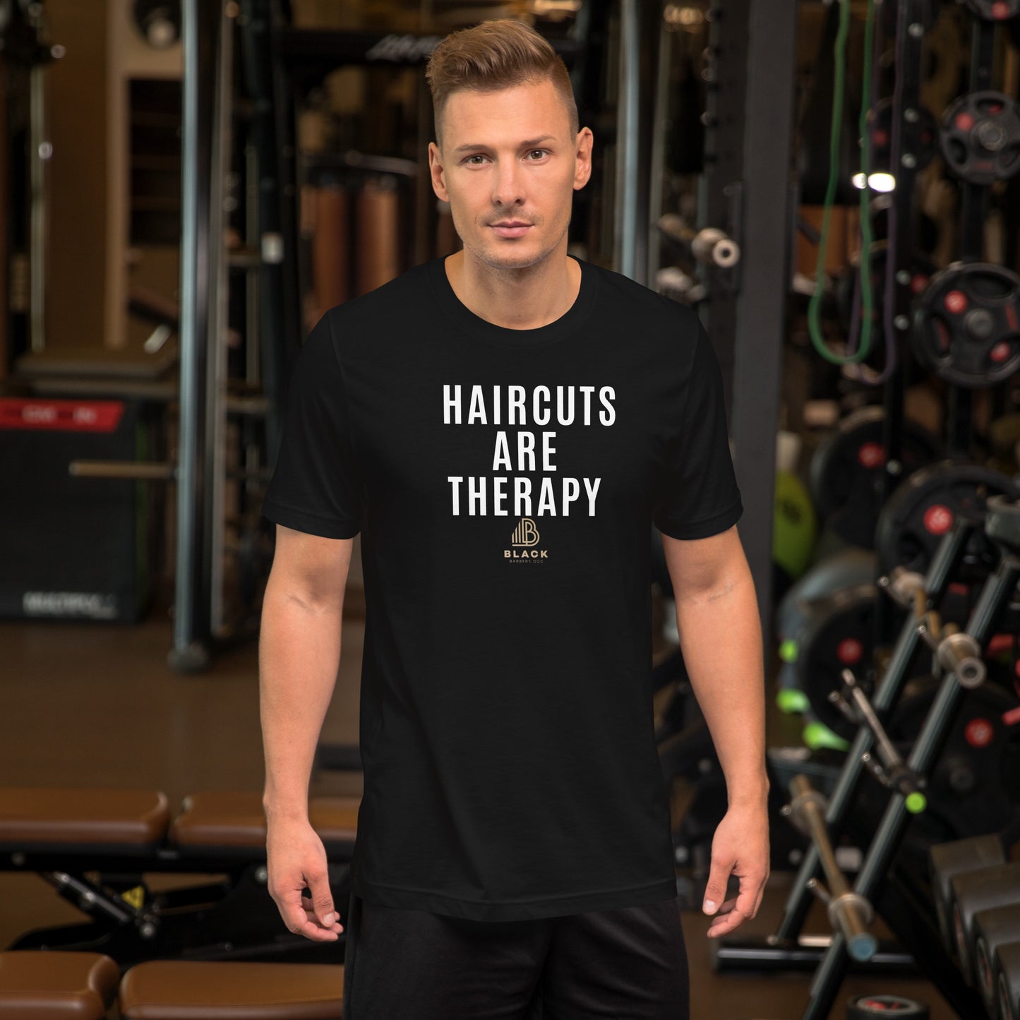 Haircuts are Therapy - Short Sleeve Unisex T-Shirt - Black