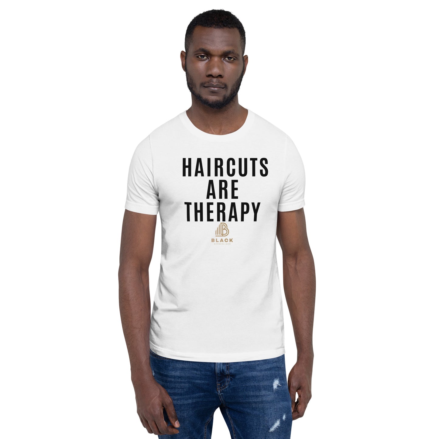 Haircut are Therapy - Short Sleeve Unisex T-Shirt - White